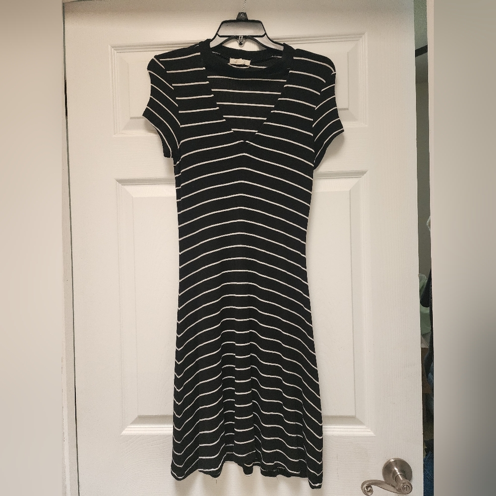 American Eagle Outfitters Black and White Striped Midi Dress